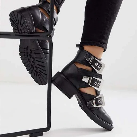 ASOS Leather Antidote Cut Out Chunky Ankle Boots size 9 - Picture 2 of 7